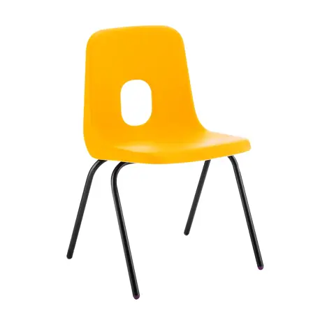 E Series Polypropylene Classroom Chair - 4 Black Legs - Size EB - Yellow